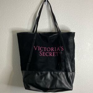 Victoria Secret-black and pink beach tote